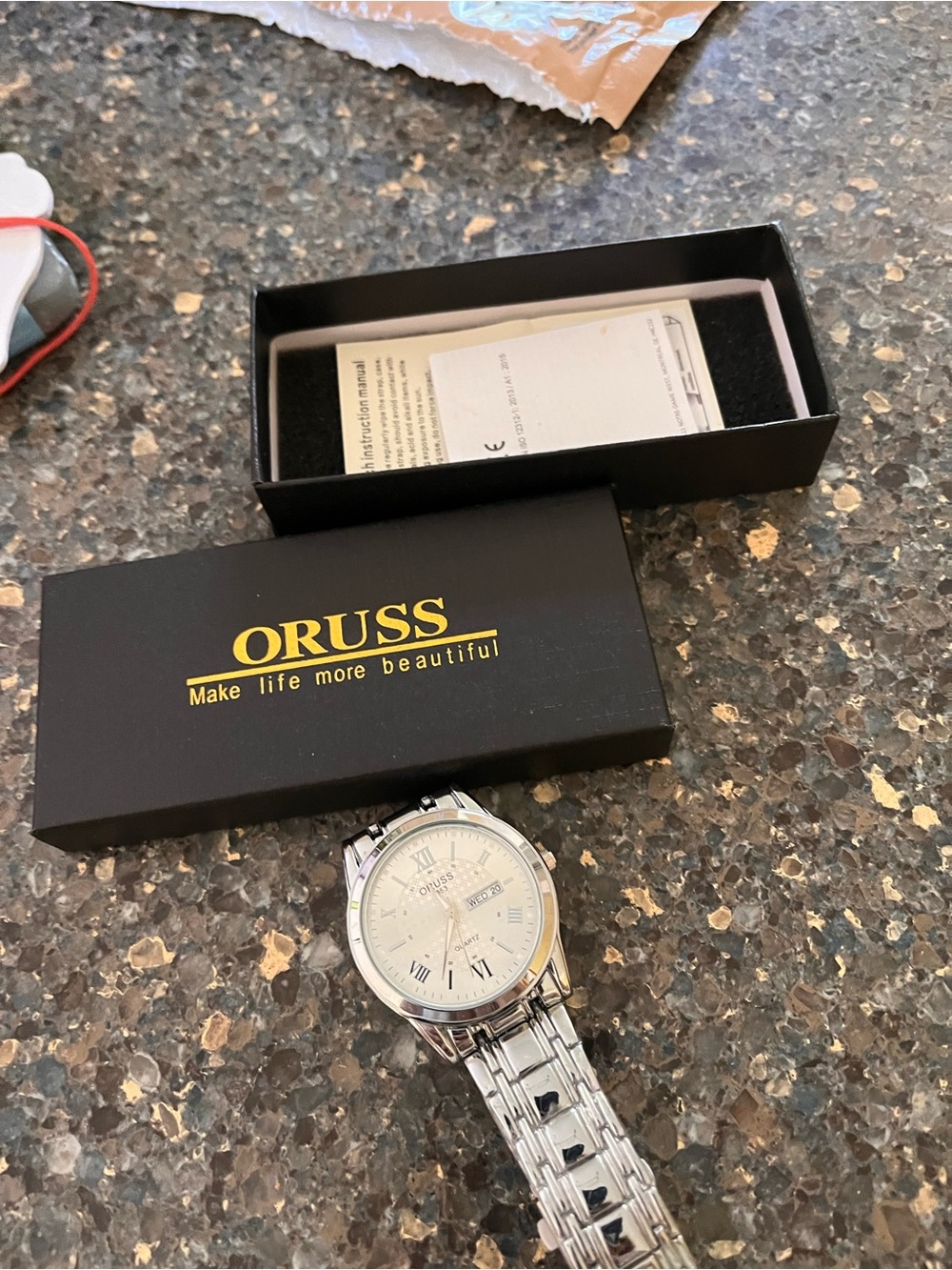 Russ Silver Men's Dress Watch with White Dial